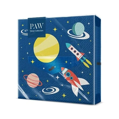 Imagen de PAW Servilletas Papel 3 Capas (33 x 33 cm) I 20 Unidades con Diseño de Cumpleaños Niña y Niño Decoradas para Cumpleaños, Fiesta Color: Space