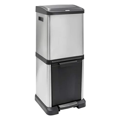 Imagen de Arregui Binary CR705 34L Cubo de Basura y Reciclaje Vertical Acero Inoxidable con Pedal Apertura Superior 16+18L (34L) Cubos Cocina Papelera para Casa Oficina 2
