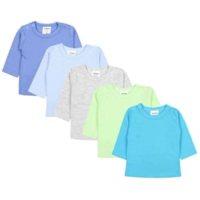 Imagen de TupTam Camiseta Manga Larga para Bebé Niño, Pack de 5, Multicolor 3, 104