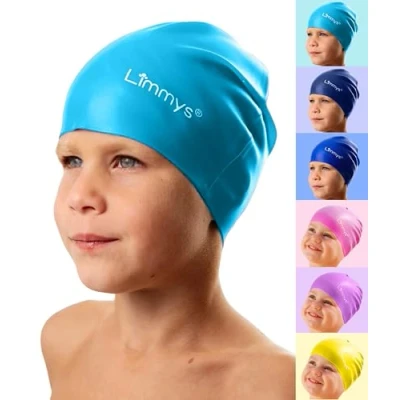 Imagen de Limmys Gorro Piscina para Niños Niño 100% Silicona Niña Gorros de Cómodos, Elásticos y Calidad Natación Infantil Atractivos