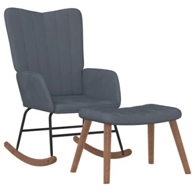Imagen de vidaXL Silla Mecedora con Reposapiés Balancín Reclinable Asiento Sillón Salón Sala de Estar Mobiliario Relajante Decoración Terciopelo Gris Oscuro