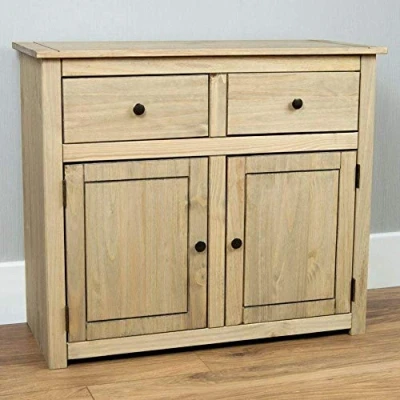 Imagen de Home Discount Panamá Aparador con 2 Puertas y cajones. Mueble Resistente en Color Roble Natural Encerado.