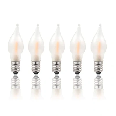 Imagen de Hellum Velas LED de repuesto para arco, 5 unidades, 10 55 V, 0,5 W, árbol Navidad, velas, cadena luz interior con 4 24 puntos combustión, bombillas arco E10/10 V/0,5 W/14