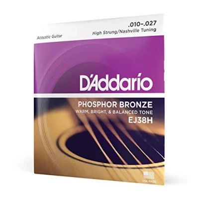 Imagen de D&#039;Addario cuerdas guitarra Acustica de EJ38H, bronce fosforado para acústica, afinación High Strung/Nashville, 10 27