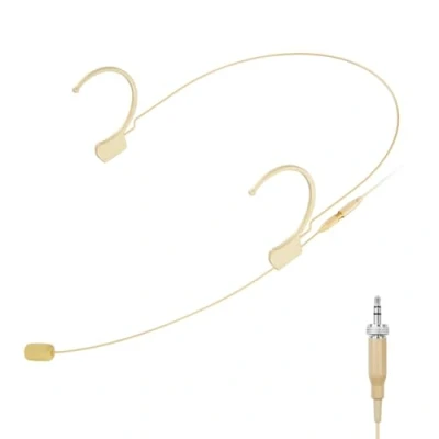 Imagen de KIMAFUN Micrófono de Diadema Headworn Profesional Colgante Condensador Compatible con el Transmisor Bolsillo del Sistema Inalámbrico Senn_heiser, Beige, HC 810 C2