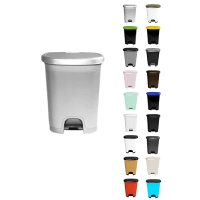Imagen de JARDIN202 Cubo basura plástico moderno Apertura con pedal reciclar 27 litros (Plata Plata)