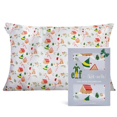 Imagen de Elf x Kitsch Funda de Almohada satén, más Suave Que la Seda para Cabello y Piel, Fundas satén refrescantes con Cremallera,
