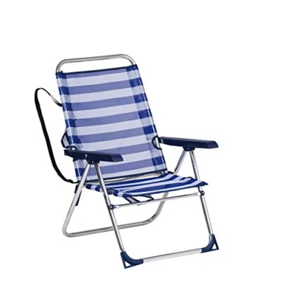 Imagen de Manufacturas Alco 671ALF 0056 Silla de playa 5 Pos. Aluminio Rayas Azules