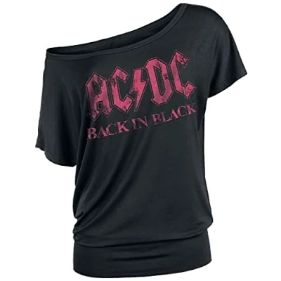 Imagen de AC/DC Back in Black Mujer Camiseta Negro 3XL 95% Viscosa, 5% elastán Vorne Bedruckt Ancho