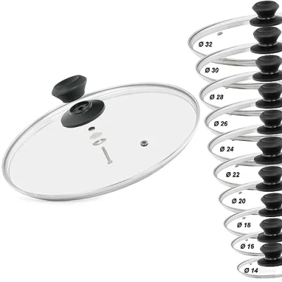 Imagen de tapa de cristal 16 cm diámetro, cacerola cristal, sartén con mango baquelita universal, resistente al calor, universal