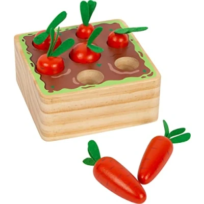 Imagen de Small Foot Juego de Encajar Zanahorias Madera, con 7 Formas geométricas, a Partir 12 Meses, 12212 Montessori Toys, Multicolor, S
