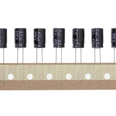 Imagen de 50 Piezas 400V 4.7uf Condensador electrolítico de aluminio enchufable 8x12 8 * 12mm