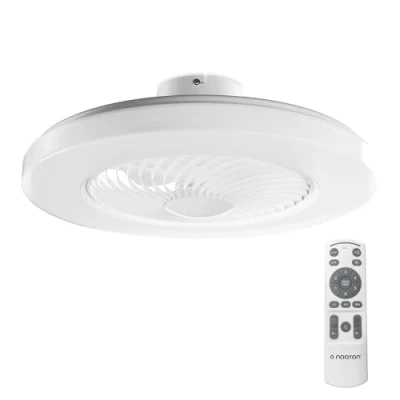 Imagen de Noaton 12058W Triton, Blanco, Ventilador de techo con luz, Mando a distancia, Atenuación LED, 3 temperaturas color ajustables, Temporizador, Flujo aire hasta 45 m3/min (Diámetro 58cm)