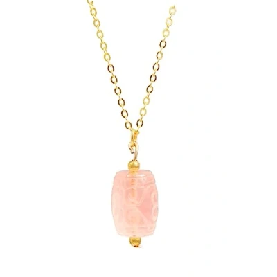 Imagen de VALHALLA Collar para mujer, cadena de plata 925, color dorado, Cuarzo rosa,