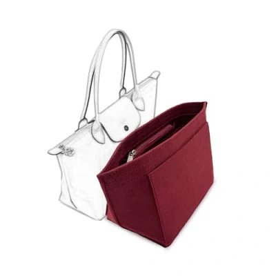 Imagen de D.DUO organizador de inserción bolsa, accesorios bolso, asas largas Longchamp (Rojo vino, M(mango largo))