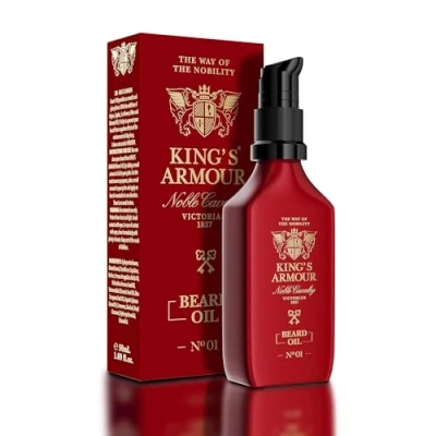 Imagen de King&#039;s Armour Aceite para barba (50 ml) Suaviza, fortalece, deja crecer y nutrir la barba. Aceites únicos de jojoba, argán almendra dulce. Refresca todo el día con su aroma mágico