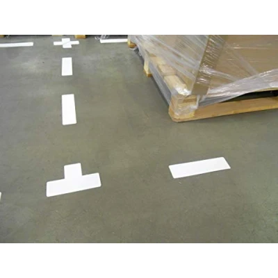 Imagen de Tarifold Es 197302 Pack de 10 Símbolos adhesivos para marcaje y señalización suelo 300 micras PVC Alta resistencia Forma &quot;T&quot; 100 x 50 mm, Color Blanco