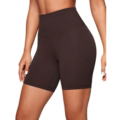 Imagen de CRZ Yoga Womens Butterluxe Motorista Shorts 15cm Cintura Alta Ejercicio Correr Pantalones Cortos De Marrón Fudge Caliente 42