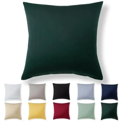 Imagen de Alreya Funda de Almohada 100% Algodón Jersey 80 x cm Verde Bosque Cojín para Cama 80x80 sofá hipoalergénica