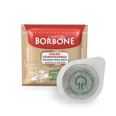 Imagen de Caffè Borbone Cápsulas Compostables, Mezcla de Café Roja 100 Compatibles con el Sistema ESE Papel 44 mm