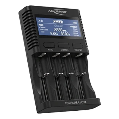 Imagen de ANSMANN Cargador de batería para 1 4 Pilas AAA AA C D NiMH &amp; Li Ion tamaño 10340 hasta 26650, programas Carga, Carga Mediante USB Powerbank Smartphone