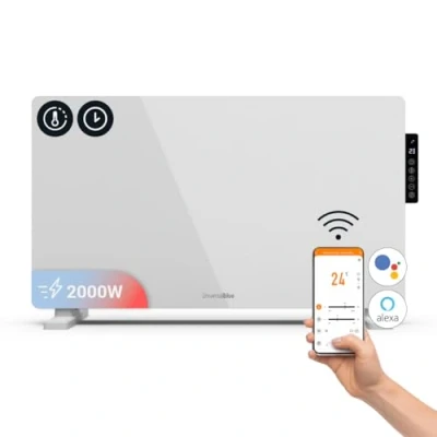 Imagen de UNIVERSALBLUE Panel de Cristal con WiFi 2000W Calefacción Programable, Termostato Ajustable, Control por App, Temporizador 9h, Modo ECO, Seguridad Antisobrecalentamiento