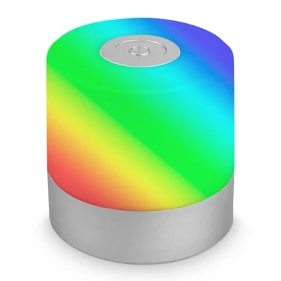 Imagen de BRILONER Mini lámpara de mesa LED inalámbrica, cabecera táctil, escritorio, lectura, USB C, camping, luz blanca cálida y colores, 7x7 cm, color plata