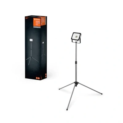 Imagen de LEDVANCE Lámpara de trabajo LED portátil para aplicaciones exteriores, Worklight Value con trípode plegable y 1x foco 30W, blanco luz diurna (6500K), gris oscuro, paquete 1