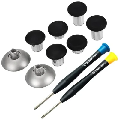 Imagen de MMOBIEL Palanca magnética de metal 8 en 1 para joysticks analógicos, agarre máximo, compatible con PS4, PS4 Slim, Pro Dualshock, Xbox One, One Elite, S, negro, incluye destornillador