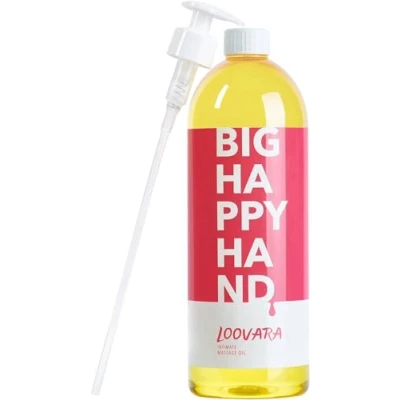 Imagen de Loovara aceite de masaje Love Oil XXL 1000 ml BIG HAPPY HAND Vegano, probado dermatológicamente, ideal como para los preliminares y masajes en pareja, compatible con juguetes sexuales