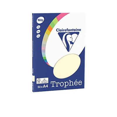 Imagen de Clairefontaine 4154C Paquete de folios A4 multiusos (50 unidades, 160 g/m²), color marfil