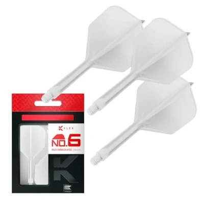 Imagen de Target Darts K Flex Integrated Dart Flight And Shaft, No.6 Blanco (Intermedio) Pack De 3 No 6, Plumas Para Dardos Moldeadas Precisión 2 En 1 Y Vástago Accesorios Dardo