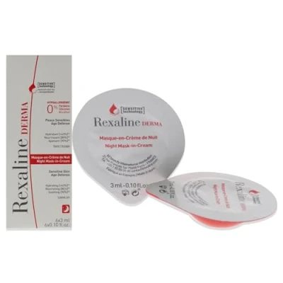 Imagen de Rexaline Mascarilla en Crema nocturna Purificante y nutritiva hidratante con ácido hialurónico Piel sensible facial reparadora Cruelty Free 6 cápsulas x 3 ml