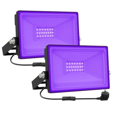 Imagen de Onforu 2 Pack Luz UV 20 W, IP66 Impermeable Negra Nivel A, Foco Ultravioleta Fluorescente Blacklights para Escenario Bar Club DJ Discoteca Fiesta KTV Pinta Corporal Acuario Halloween