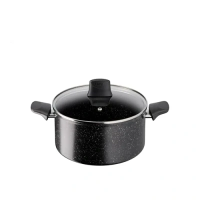 Imagen de Tefal Stone Strength Olla antiadherente de aluminio 24 cm, reforzada con partículas titanio, compatible inducción