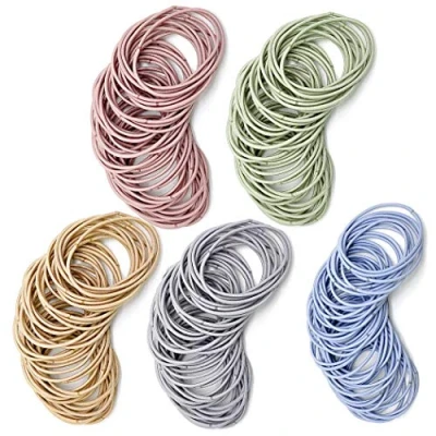 Imagen de 100 Piezas Multicolor Elástico Pelo Gomas sin Metal Suave Elástico, 2 mm en Espesor de Niñas Pequeñas Coleteros Elásticos para el Grueso y Rizado Mujeres