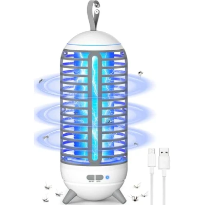 Imagen de Lampara Antimosquitos Exterior, 2 en 1 Electrico 2500mAh Recargable con Luz de Camping, USB Mata Mosquitos Portatil para Exteriores/Interiores/Jardines