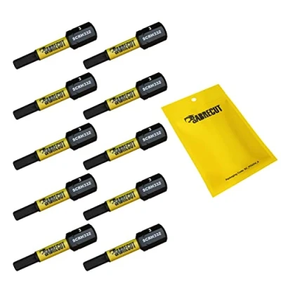 Imagen de 10 x SabreCut SCRH332_10 Juego de puntas destornillador impacto magnético hexagonal H3 32 mm, un solo extremo, resistentes, compatibles con Dewalt Milwaukee Bosch Makita y otros