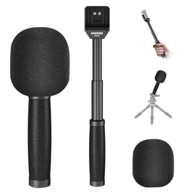Imagen de NEEWER 13&quot;/33cm Micrófono Lavalier Telescópico Mango con Entrevista Anti Off Espuma Zapatos Fríos Parabrisas Mic Compatible Go II dji CM22/CM28/CM28PRO/CM31 Rode Wireless, MS005