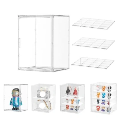 Imagen de Dasellfa Vitrinas para Colecciones, Plexiglass Vitrina Expositora,Expositor Metacrilato,Vitrina Coleccionista Acrílico Transparente, con Puerta,Figuras de AccióN,Juguetes,Miniaturas (30*25*40cm 3)
