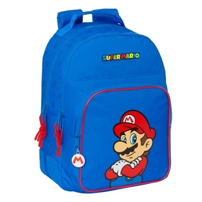 Imagen de SUPER MARIO PLAY Mochila Escolar Infantil, Ideal para Niños de Diferentes Edades, Cómoda y Versátil, Calidad Resistencia, 32x15x42 cm, Color Azul/Rojo