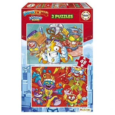 Imagen de Educa Superthings. Set de 2 Puzzles Infantiles con 48 Piezas. Medida aproximada una Vez montados: 28 x 20 cm. Compuesto por Grandes Piezas Perfectamente acabadas. A Partir 4 años (19204)