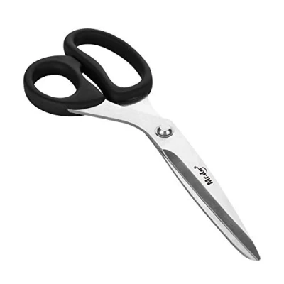 Imagen de Mr.do Tijeras Profesional Super Afilado para Tejido de Coser con Goma Negro Mango Confort, Hogar Oficina Multiusos, 255 mm Largo