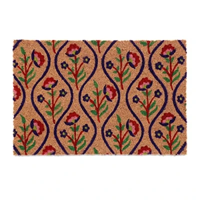Imagen de Relaxdays Kokos Fußmatte Blumen Felpudo Coco Estampados Flores, Alfombrilla Puerta 60 x 40 cm, Limapiapiés Interior y Exterior, Multicolor