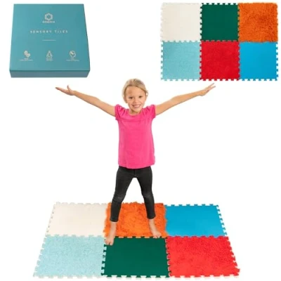 Imagen de Baldosas Sensoriales para Niños Alfombrillas Encajables Autistas Exploración Multisensorial Puzle Sensorial Juguete Juego Táctil Alfombrilla Ortopédica