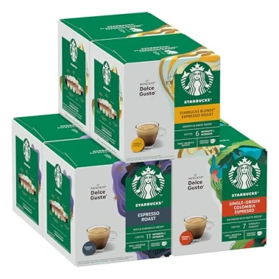 Imagen de STARBUCKS Paquete Variado Black Cup de Nescafé Dolce Gusto Cápsulas Café 6 x 12 (72 Cápsulas) Exclusivo en Amazon