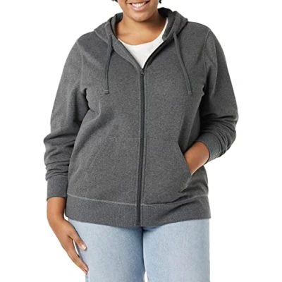 Imagen de Amazon Essentials Sudadera con capucha de forro polar cremallera completa (disponible en tallas grandes) Mujer, Carbón Mezcla, 3XL Grande