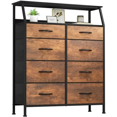 Imagen de YITAHOME Cajonera para Armario,Unidad de Almacenamiento, Tela, con 8 cajones,Cajones Tela Parte Superior Madera,Grano Madera Podrida
