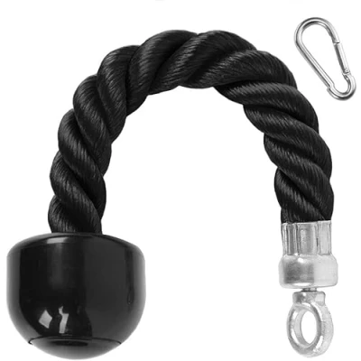 Imagen de Cuerda Tríceps Accesorio para Cable de Tracción hacia Abajo con y Bíceps Multi Gym Nylon Manijas Antideslizantes Dorsal, Biceps, Triceps, Gimnasio o Hogar