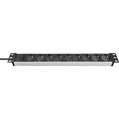 Imagen de Brennenstuhl ALU Line regleta enchufes 19&quot; para Armario Rack con 9 Tomas de Corriente (Cable 2 m, Unidad distribución, Formato Montaje, sin Interruptor)